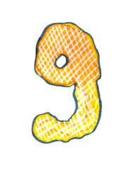 Colorful number painted with alcohol ink on white background.