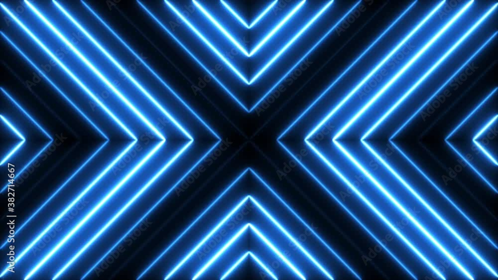 Poster neon lights technology background. blue bright template with abstract arrows texture. laser lines sh