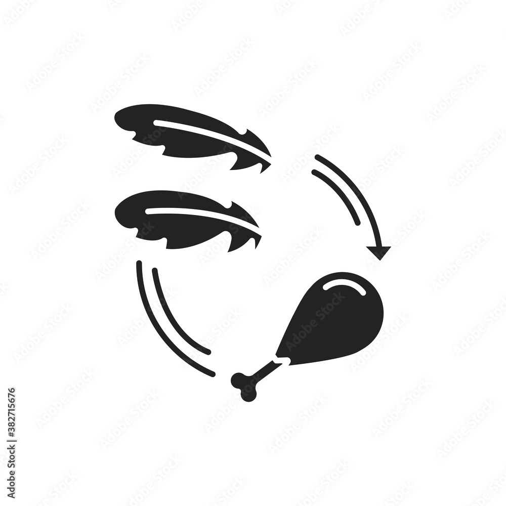 Poster making meat from dna feathers black glyph icon. the process of creating meat from dna feathers. biot