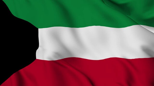 Flag of the State of Kuwait fluttering in the wind