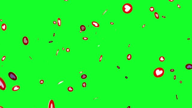 Social Media Live Style Hearts Explosion on green screen
