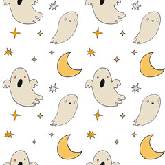 hand drawn vector halloween pattern