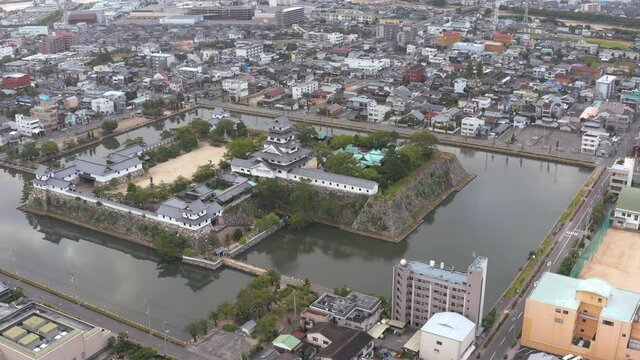 Imabari Castle, Aerial View in Ehime, Japan