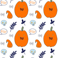 hand drawn vector halloween pattern