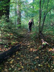 hiking in the woods