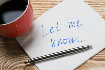 Romantic message written on napkin