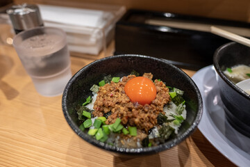 Meat over Rice with Orange Yolk, Japaanese food, December 17, 2018