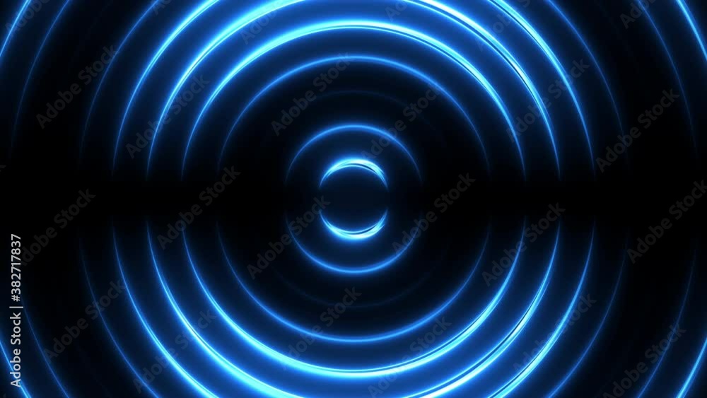 Poster abstract technology background with digital signal animation. bright neon circles motion futuristic 