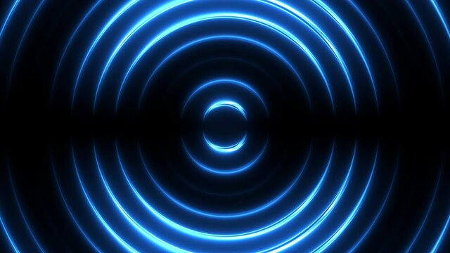 Abstract technology background with digital signal animation. Bright neon circles motion futuristic texture for innovation business presentation. Seamless loop.