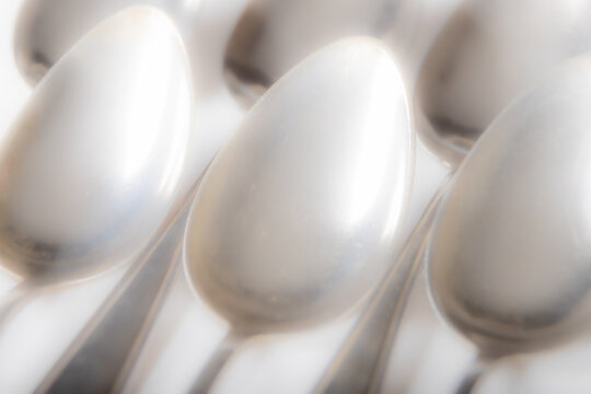 close-up of silver tablespoons