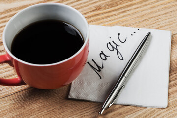 Romantic message written on napkin