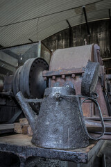 vintage oil container in a workshop