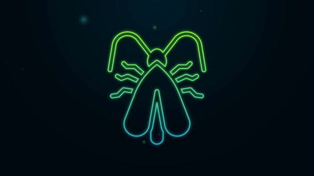 Glowing neon line Clothes moth icon isolated on black background. 4K Video motion graphic animation
