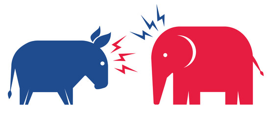 Donkey and elephant. Elections 2020.