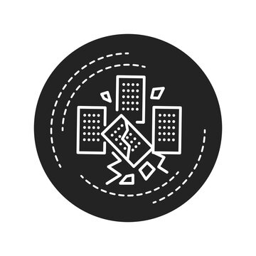 buildings falling apart black circle clip art preview