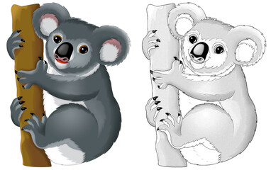 cartoon sketch scene with koala on white background - illustration © agaes8080