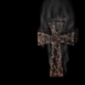 Concept, background for book cover, for example Hammer of Whitches, or background for music album, Burning smoldering cross, digital painting.