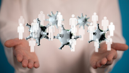 contagious coronavirus pandemic, dangerous virus outbreak 3d.