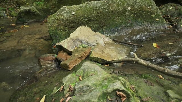 Streaming water in Bechir's Gorge near Soroca, Moldova