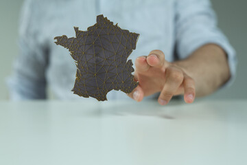 france map of the country 3d in hand