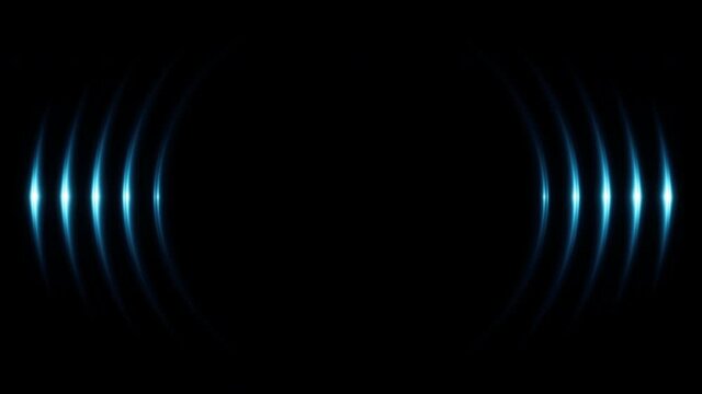 Abstract technology background with shiny neon waves come from center. Vibrant circles motion for futuristic illumination concept. Seamless loop.