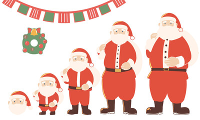 サンタクロース　頭身いろいろ　メガネ付き(線無し)