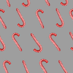 Seamless patterns with caramel lollipops. Watercolor Christmas background for printing on textiles, fabrics, Wallpaper, packaging paper