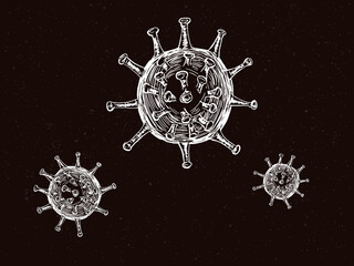 Virus illustration hand drawing