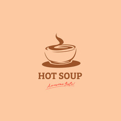 Hot soup in bowl logo icon graphic symbol vintage illustration style vector