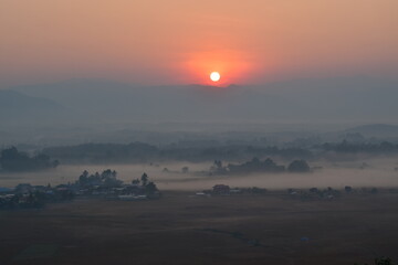
Sunlight in the morning and beautiful mist