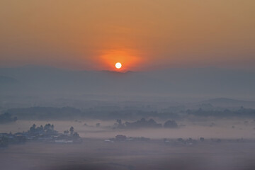 
Sunlight in the morning and beautiful mist