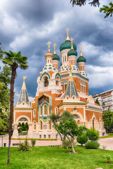 Fototapeta na wymiar The iconic St Nicholas Orthodox Cathedral, Nice, Cote d'Azur, France