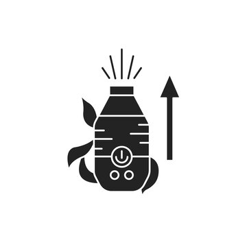 recommend clip art: Increase the humidity in room black glyph icon. The process of creating more comfortable conditions for plants. Pictogram for web page, mobile app, promo. UI UX GUI design element.