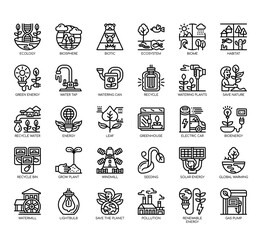Set of ecology thin line and pixel perfect icons for any web and app project.