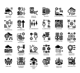 Set of data analytic thin line and pixel perfect icons for any web and app project.