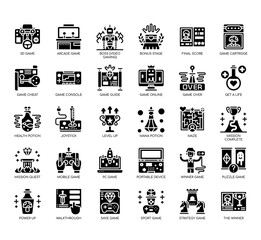 Set of video game thin line and pixel perfect icons for any web and app project.