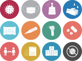 感染対策　予防　アイコンセット　ボタンマーク