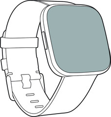 Professional Smart Watch Vector / Line Drawing. Icon, Logo, Design, Element