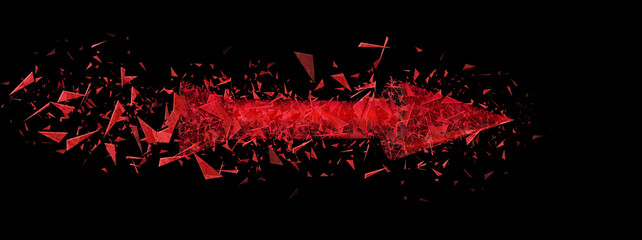抽象的な赤い矢印が爆発する