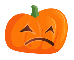 Wicked halloween pumpkin scarecrow mascot with squint vector illustration isolated on white background