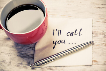 Message written on napkin