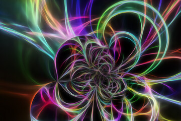 Abstract multicolored fractal neon background.