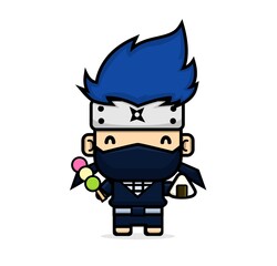 kid ninja eat dango and onigiri