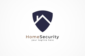 Home Security Logo, shield icon with house inside, flat design logo template, vector illustration