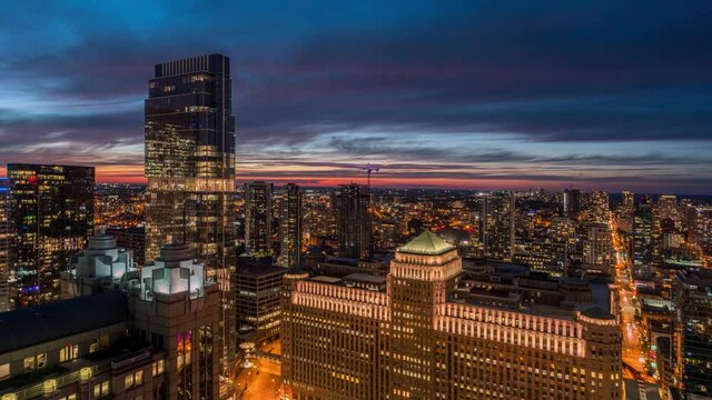 Chicago Cityscape Sunset Time Lapse