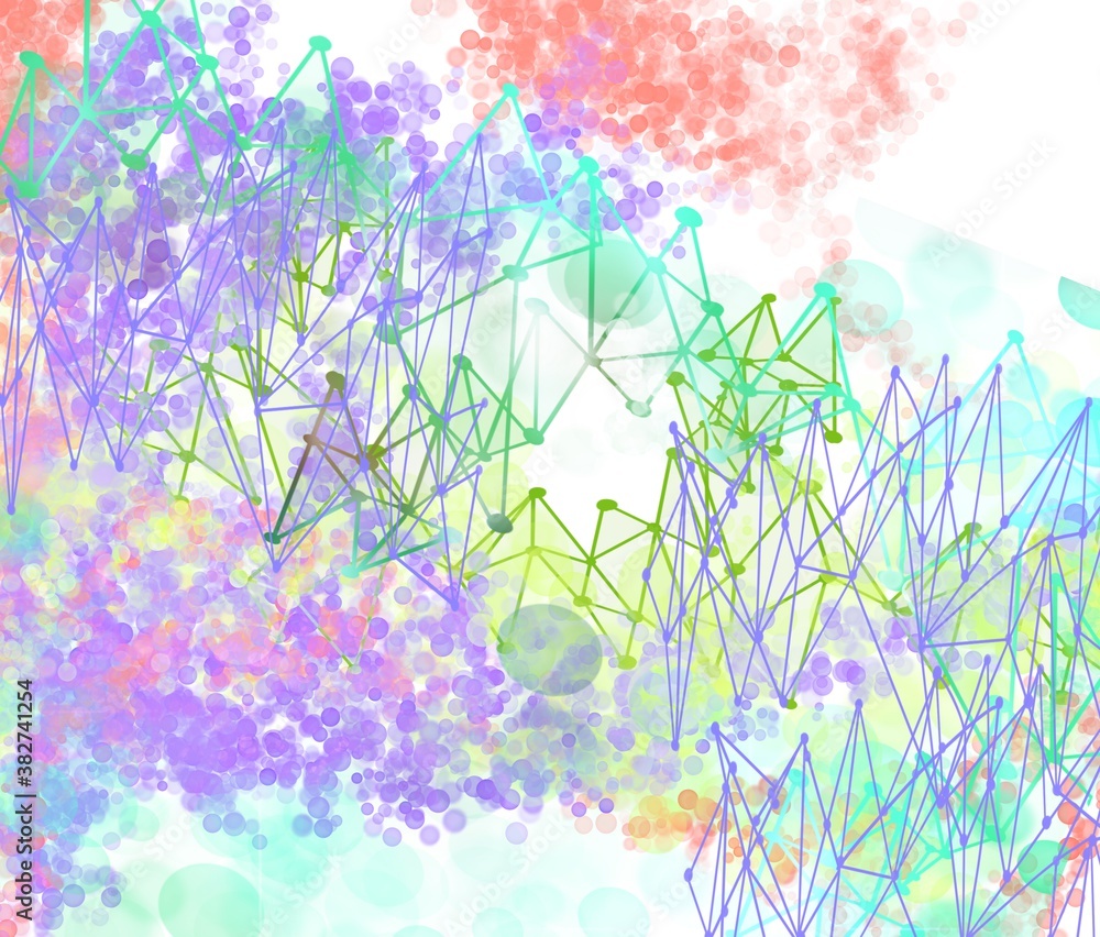 Wall mural neural network design of lines and dots connecting intraneural worldwide gloabla technology backgrou