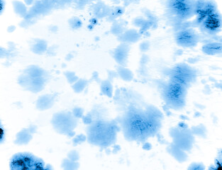 Indigo Tie Dye. Batik Ink Design. Abstract Circle 