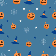 Halloween Seamles Pattern with cute, funny, sweet and creepy characters, perfect for gift wraps and covers, fabric