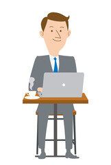 テレワークをする男性サラリーマン