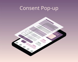 Consent Pop-up to give consent to compliance with GDPR or PDPA vector